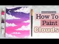 How To Paint Clouds in Acrylics (Easy) with Qtips | Beginner Acrylic Painting Step by Step Tutorial