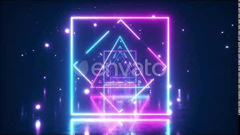 Abstract Flight in Space Through Glowing Rotating Neon Squares and Triangle | Motion Graphics - ...