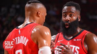 Russell Westbrook And James Harden Get Animated On The Sidelines Golic And Wingo Youtube