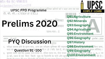 Prelims 2020 PYQ discussion| Question 91-100| #upscprelims #upsc2023 #pyqdiscussion #pyq #upsc #ias