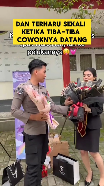 momen haru ketika anggota polisi diam-diam hadir di wisuda pacarnya ‼️ #wisuda #polisi #pacar #haru
