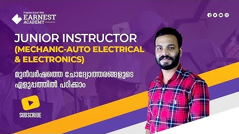 JUNIOR INSTRUCTOR -MECHANIC AUTO ELECTRIC AND ELECTRONICS |IMPORATNT QUESTIONS |ONLINE COACHING|PYQ