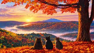 autumn cats at sunset 4k live wallpaper