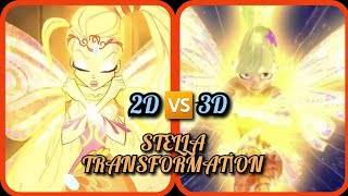 Fanmade Dönüşümler Winx Club - Stella 2D Vs 3D Transformation
