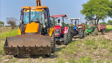 ✅New Jcb 3dx Backhoe Machine Loading Red Mud In Mahindra and Swarai Tractor|Jcb and TractorCartoon 🔥