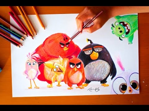 Angry Bird Drawing with Coloured Pencil - Art with Ali - YouTube