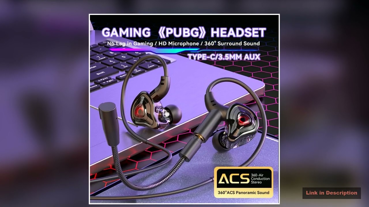 Esports Gaming Headset 360 Surround Sound Hifi Stereo Wired Earphones 35mmTypeCUSB InEar Dual