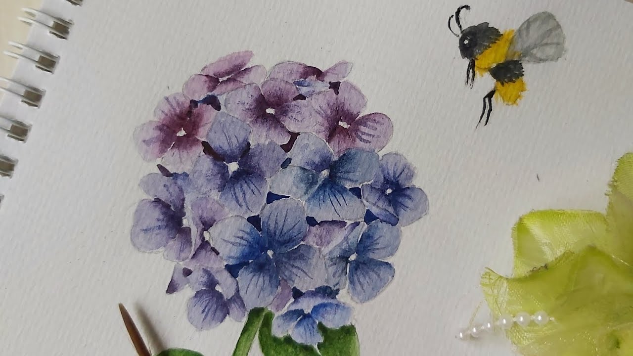 How To Paint Watercolour Hydrangea Watercolour Floral Illustration