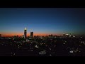 4k drone footage of blue light sunset of atlanta skyline at dusk