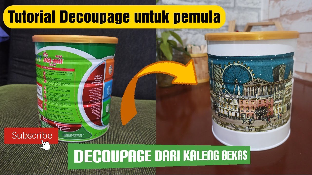 DIY Decoupage dari kaleng bekas untuk pemula || Decoupage tissue || tutorial decoupage pemula