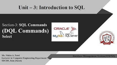 DQL Command (Select Command) | Unit-3 | Lecture-5