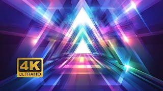 Futuristic Neon Tunnel Background | Glowing Geometric Triangular Design
