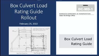 MnDOT State Aid Concrete Box Culvert Load Rating Guidance Document