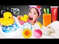 🛁Edible Towel Toothbrush Soap Bath bomb boba Mukbang🛁먹는 수건 칫솔 비누 배쓰밤 팝핑보바 먹방 JiniYum 지니얌