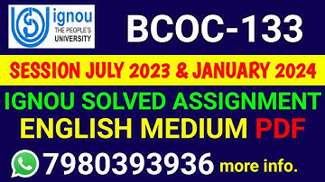 BCOC 133 Solved Assignment 2023-24 English, BCOC 133 Solved Assignment 23-24, BCOC-133 Assignment