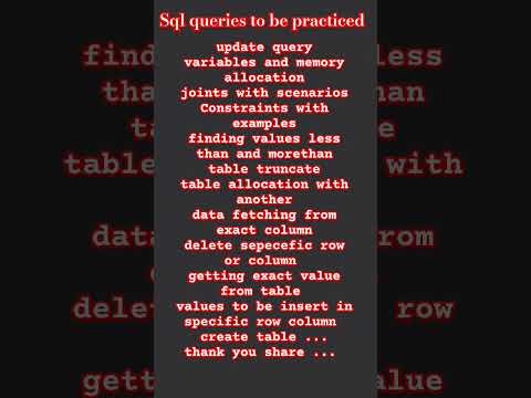 SQL queries to be practiced #sqlforbeginners  #mysql #sqlqueries