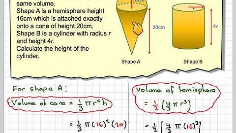 The height of a cylinder from a hemisphere and a cone