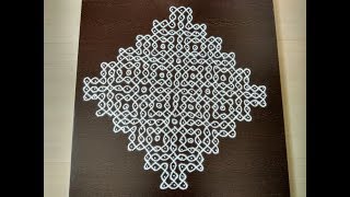 SIKKU KOLAM WITH 23 X 3 DOTS/Kambi kolam big/Dotted rangoli designs/