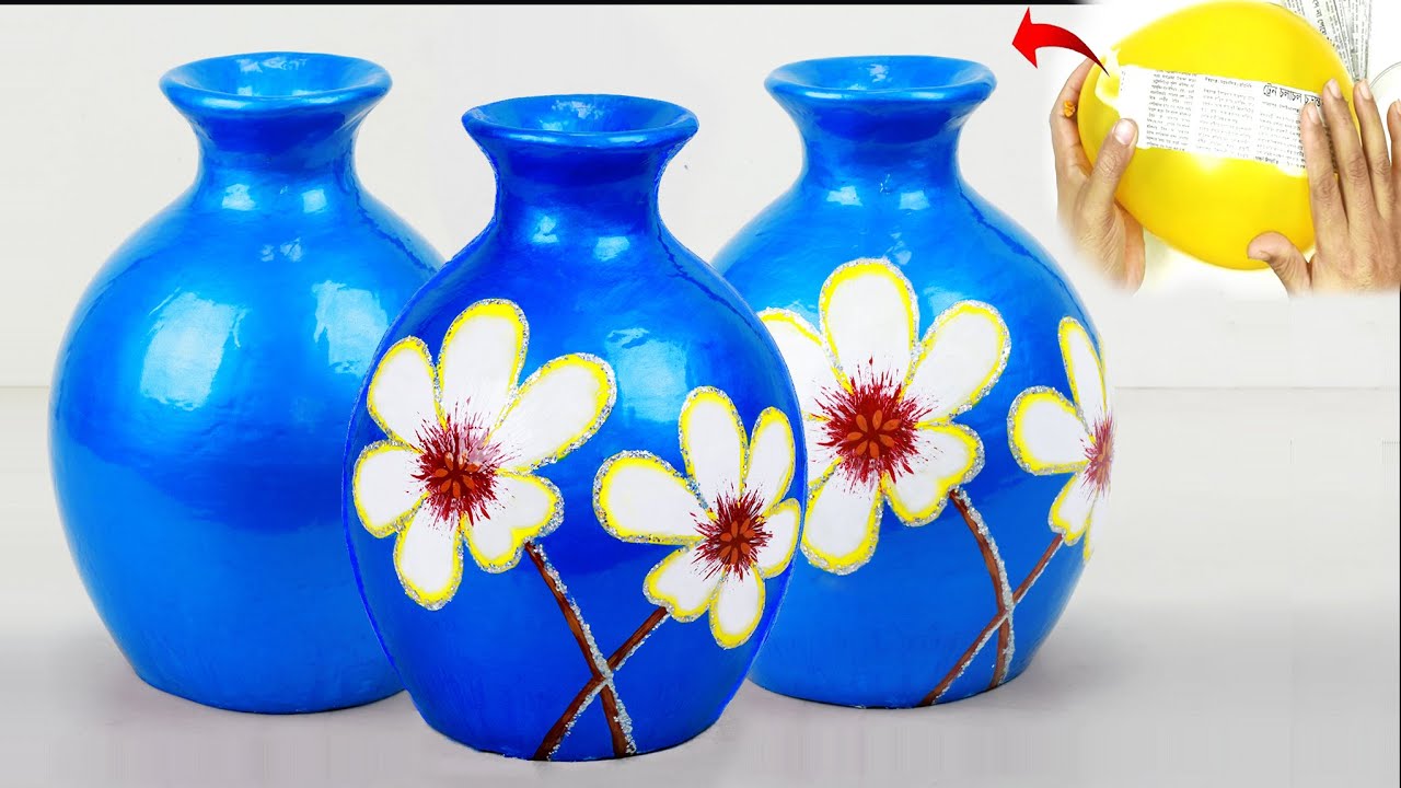 Paper flower vase making || Pottery making || পেপার দিয়ে অসাধারন ফুলদানি তৈরি করা দেখুন
