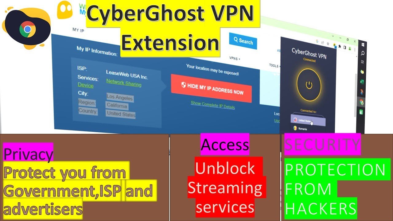 Cyber Ghost VPN Extension Chrome browser extension Tiger Technology YouTube