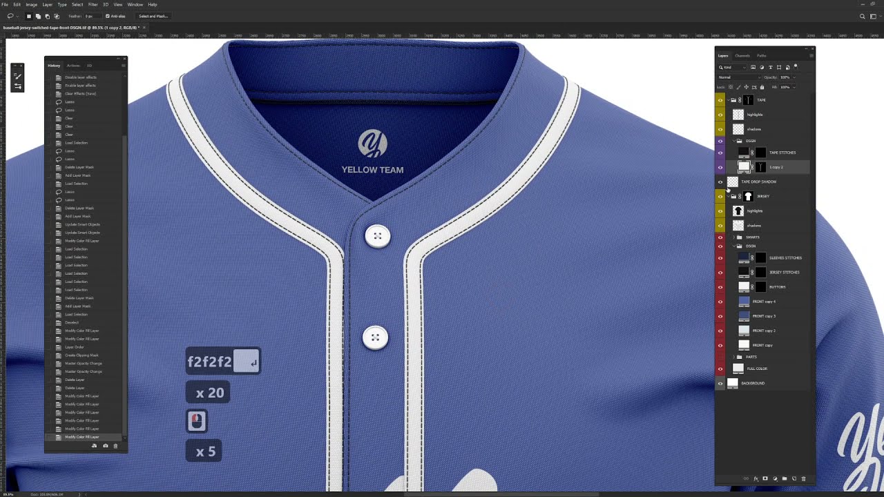Baseball Jersey Half Button Mock Up Template Stock Vector
