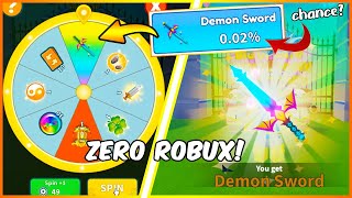 F2P got the STRONGEST weapon *DEMON SWORD* from Daily Wheel in Weapon Fighting Simulator | Roblox