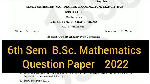 GRAPH THEORY        |      6th Sem   B.Sc. Mathematics   Question Paper 2022 #calicut
