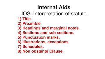 Internal aids to interpretation of statutes | Interpretation of statutes