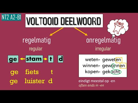 Het voltooid deelwoord (VTT / perfectum) De verleden tijd: Nederlands leren, taalles. NT2: A2-B1