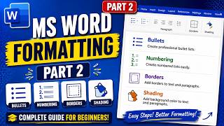 MS Word Formatting Part 2 | Bullets, Numbering, Borders & Shading Made Easy!