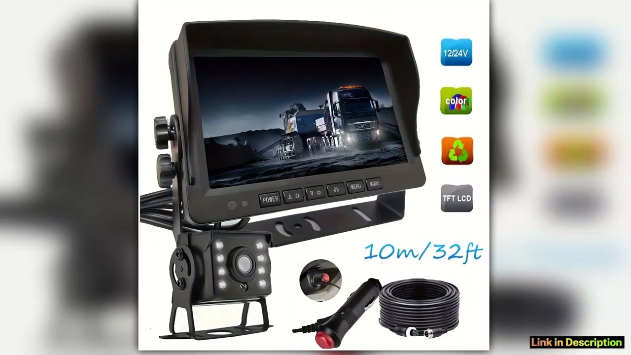 7Inch Rear View Monitor Kit LED Backup Camera 1224V for Buses Trucks RVs Pickups Parking Assistant