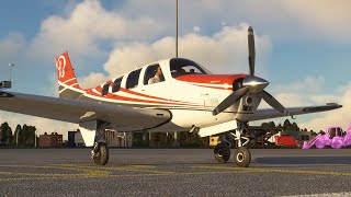 Flying an RNAV route with the Black Square Bonanza and the KNS81 in Microsoft Flight Simulator