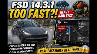 Tesla FSD 14.3.1 Drives in HEAVY RAIN 🌧️ Still Too Fast?! (Real Passenger Reactions) screenshot 2