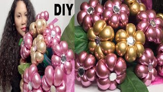 Ideasde como hacer flores de globos de 6 pétalos paso a paso técnica de globos DIY ramo de flores