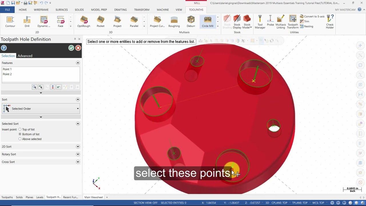 3  Circle Mill the Large Holes