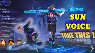 Suara dan kata-kata hero sun mobile legends| mobile legends voice