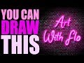YOU Can Draw This NEON SIGN in PROCREATE | digital art neon sign tutorial