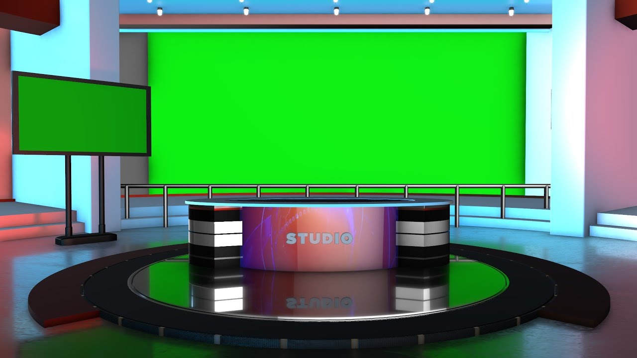 3d News Studio Background With Desk Tv Set 21 Youtube