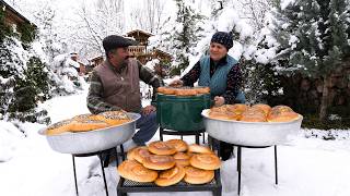 Village Cooking – Fresh Uzbek Bread Baked in a Kazan 🔥🍞