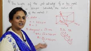 Unit Cell, Edge calculations ,  BCC metal crystal,  radius | Chemistry class 12 | Solid State