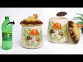 Sugar pot / Coffee pot making at home with Cement || Cement pot making || Plastic bottle Sugar pot