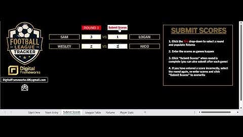 Football League Tracker | Excel Tournament  FC26 Demo