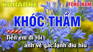 Karaoke Khóc Thầm Tone Nam Nhạc Sống | Nguyễn Linh