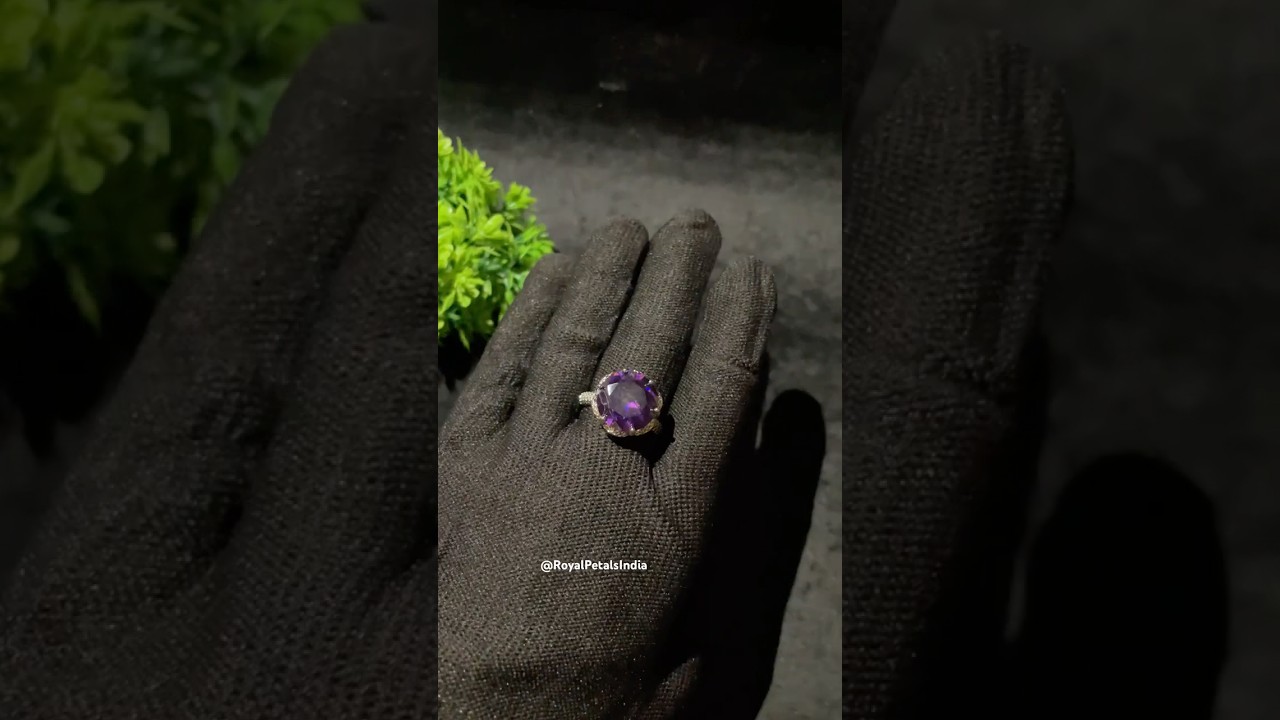 From the Aurora Luxe Collection — a deep violet Austrian-inspired round crystal ring. DM to order.