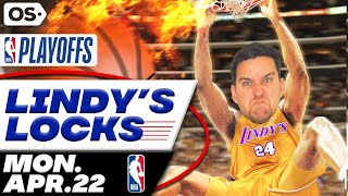 NBA Picks for EVERY Game Monday 4\/22 | Best NBA Bets \& Predictions | Lindy's Leans Likes \& Locks