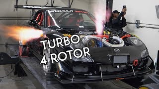 Turbo 4 Rotor RX7 SCREAMS on the Dyno | Mazzei Formula