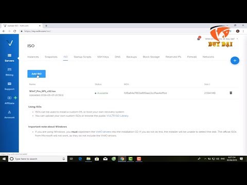Hướng dẫn upload file iso và cài đặt vps vultr 6/2019?