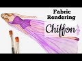 How to illustrate Sheer Fabrics | Chiffon Fabric Rendering | Fashion Illustration