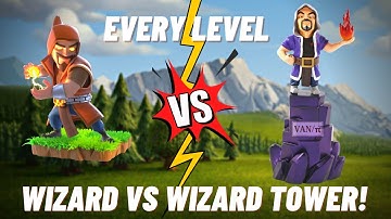 Every Level Wizard Tower vs Wizard !   Clash of Clans