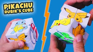 PIKACHU RUBIK'S CUBE from Paper! How to Make Paper 2x2 Rubik's Cube with Pokemon